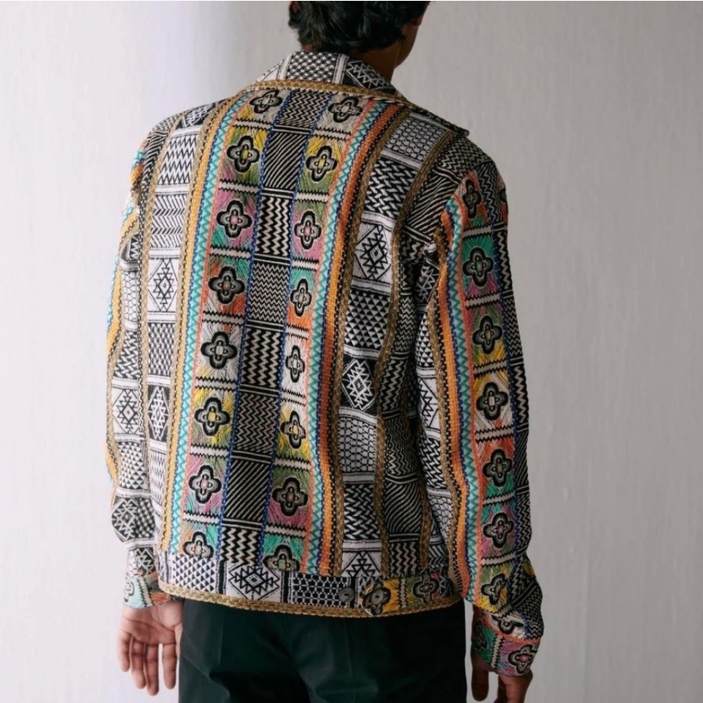 Men's Multicolor Patterned Military Field Jacket - Picture 3 of 16